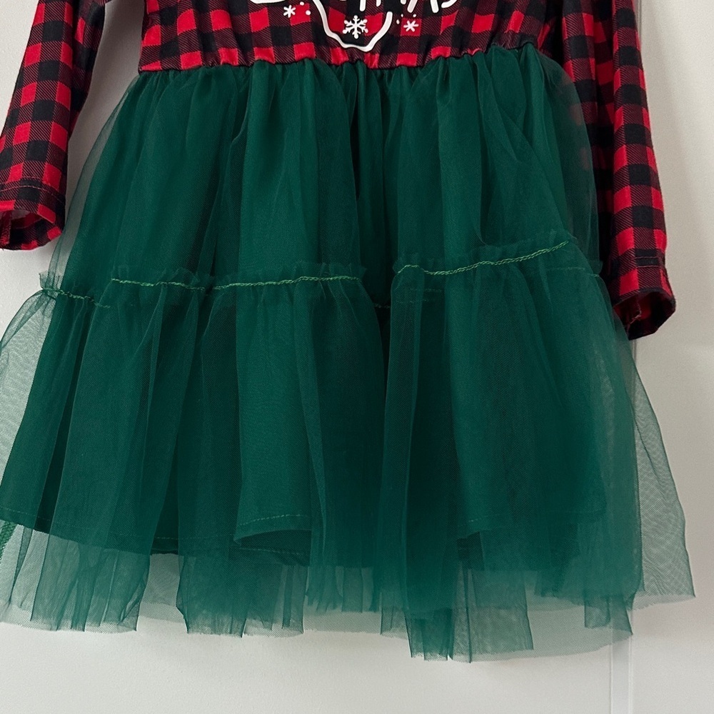 Festive Red and Green Christmas Dress for Baby girls - Picture 3 of 6